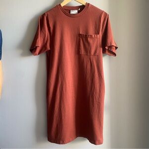 Frank & Oak Basic Boxy T-Shirt Dress Small - Brandy